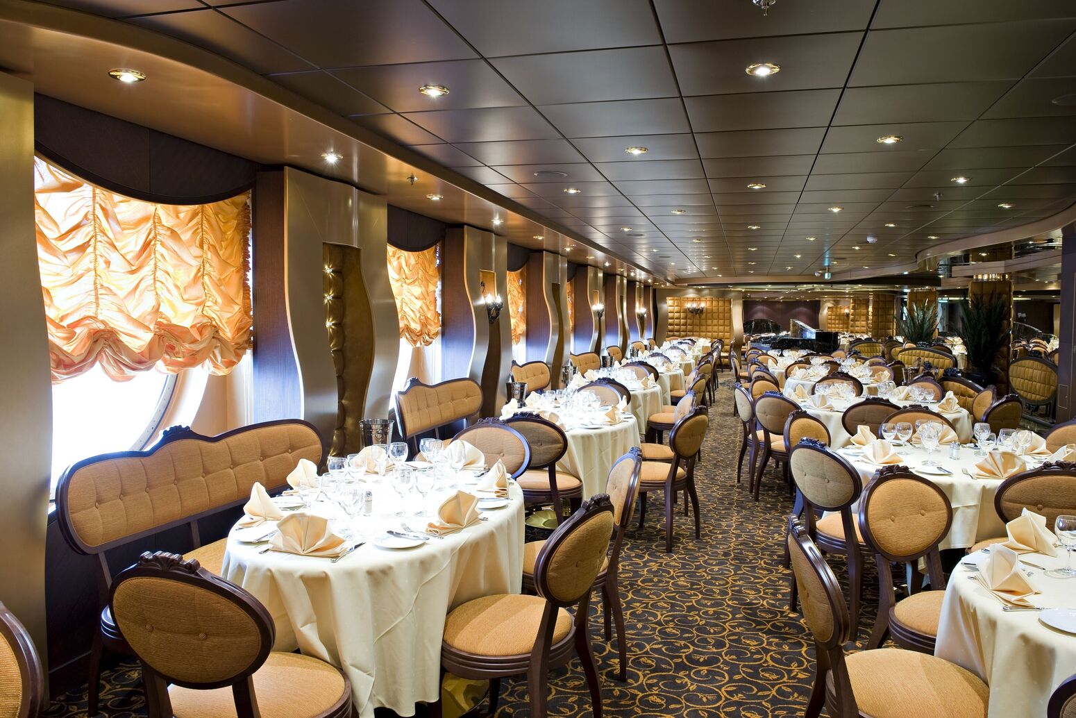MSC Splendida, Ship, Restaurant, La Reggia Restaurant, Table, Chair, Sofa, Fantasia Class
