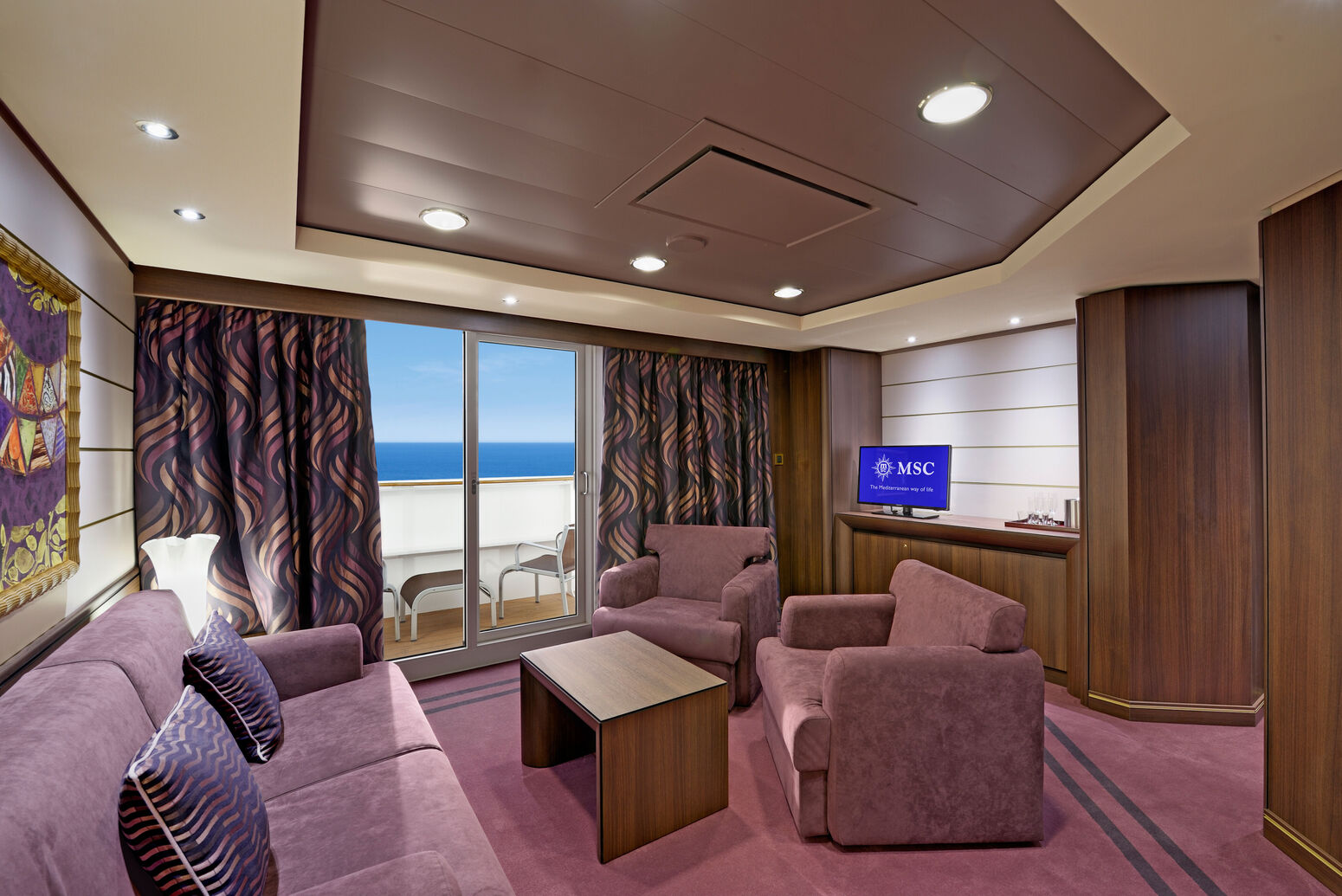 MSC Preziosa, Ship, Suite, Aurea Suite, Sofa, Painting, Armchair, Balcony