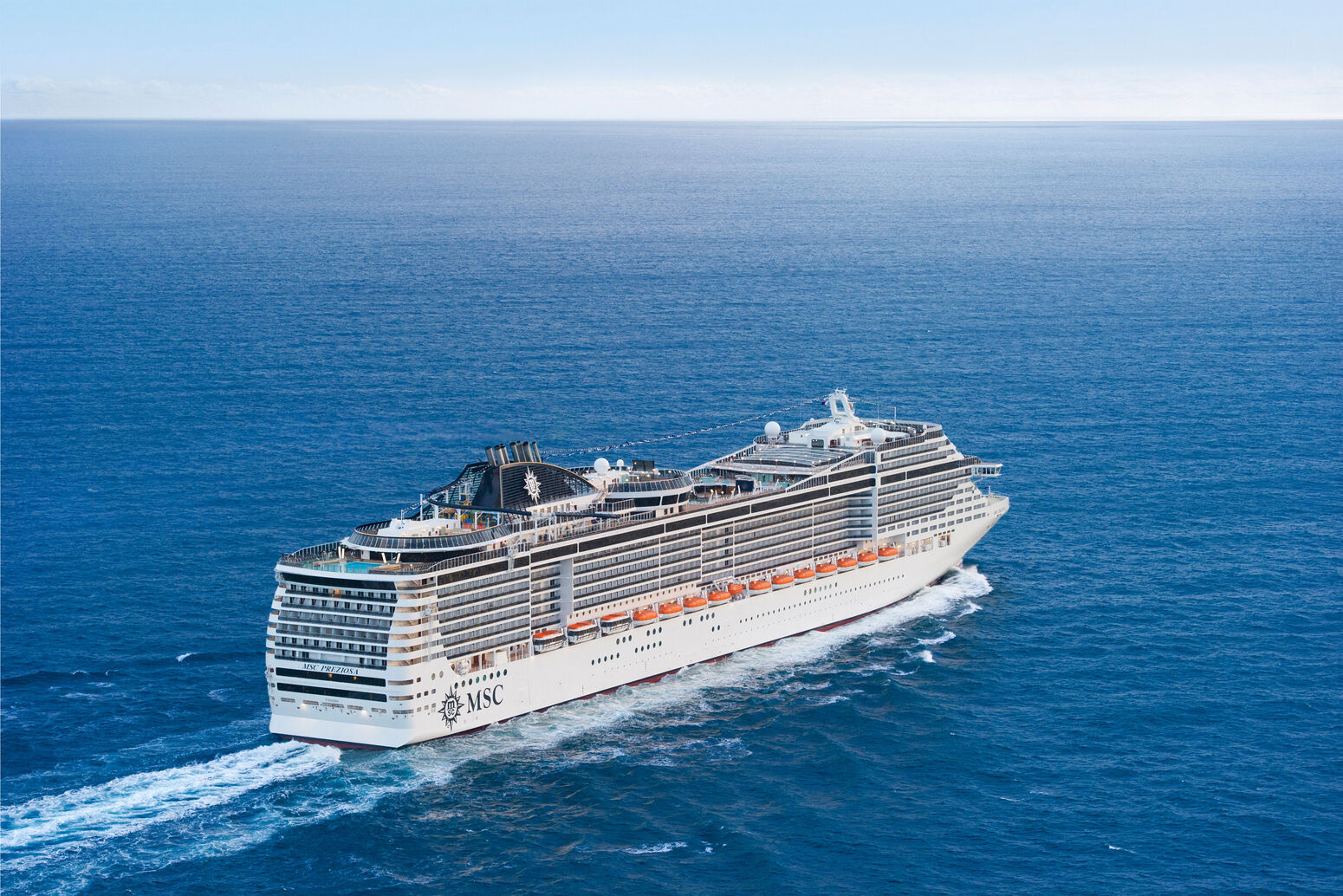 MSC Preziosa, Ship, Sea, Aerial view, Sky, Destination, Mediterranean