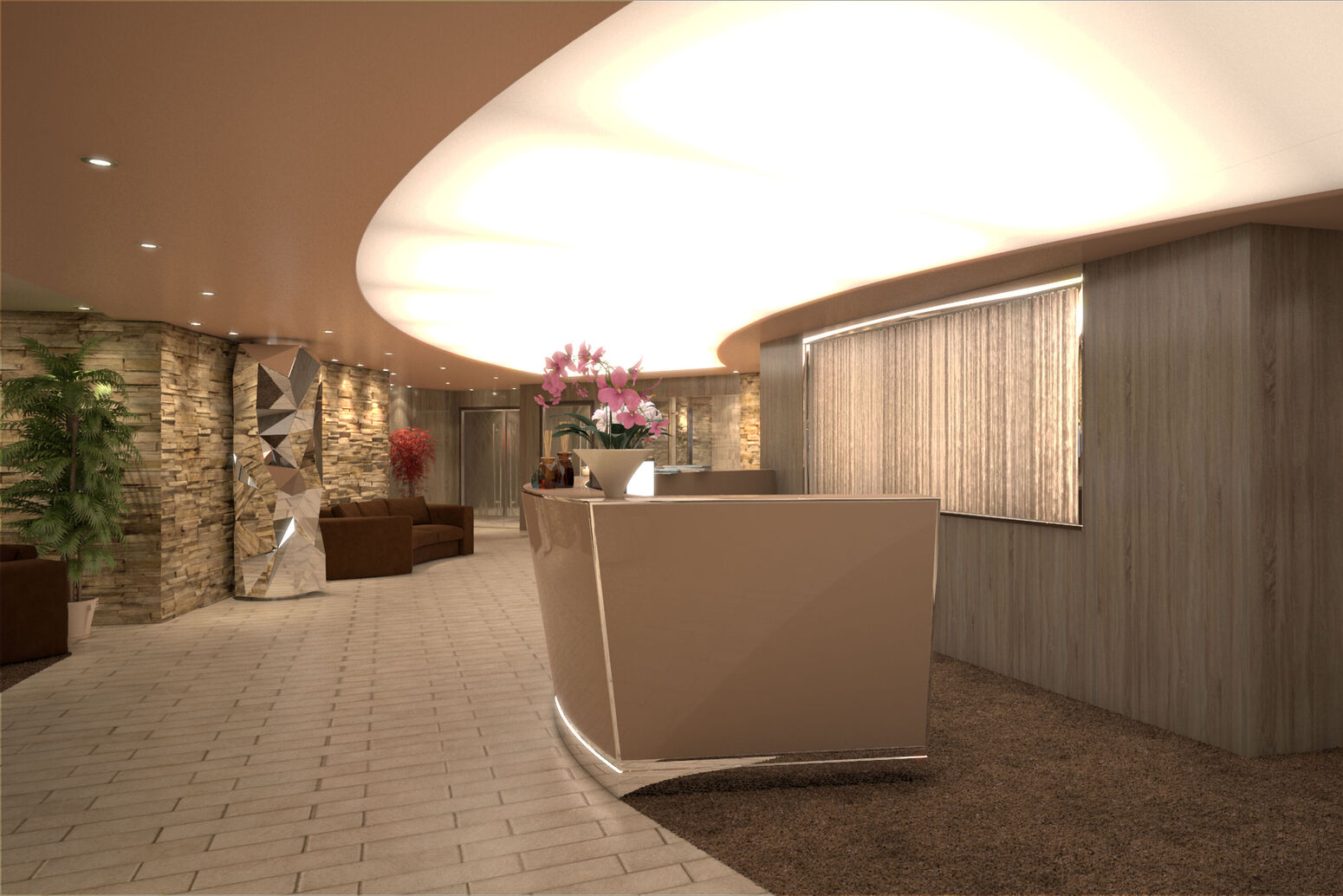 Fleet, Ship, MSC Virtuosa, Public areas, Rendering, MSC Aurea Spa, Reception, Desk